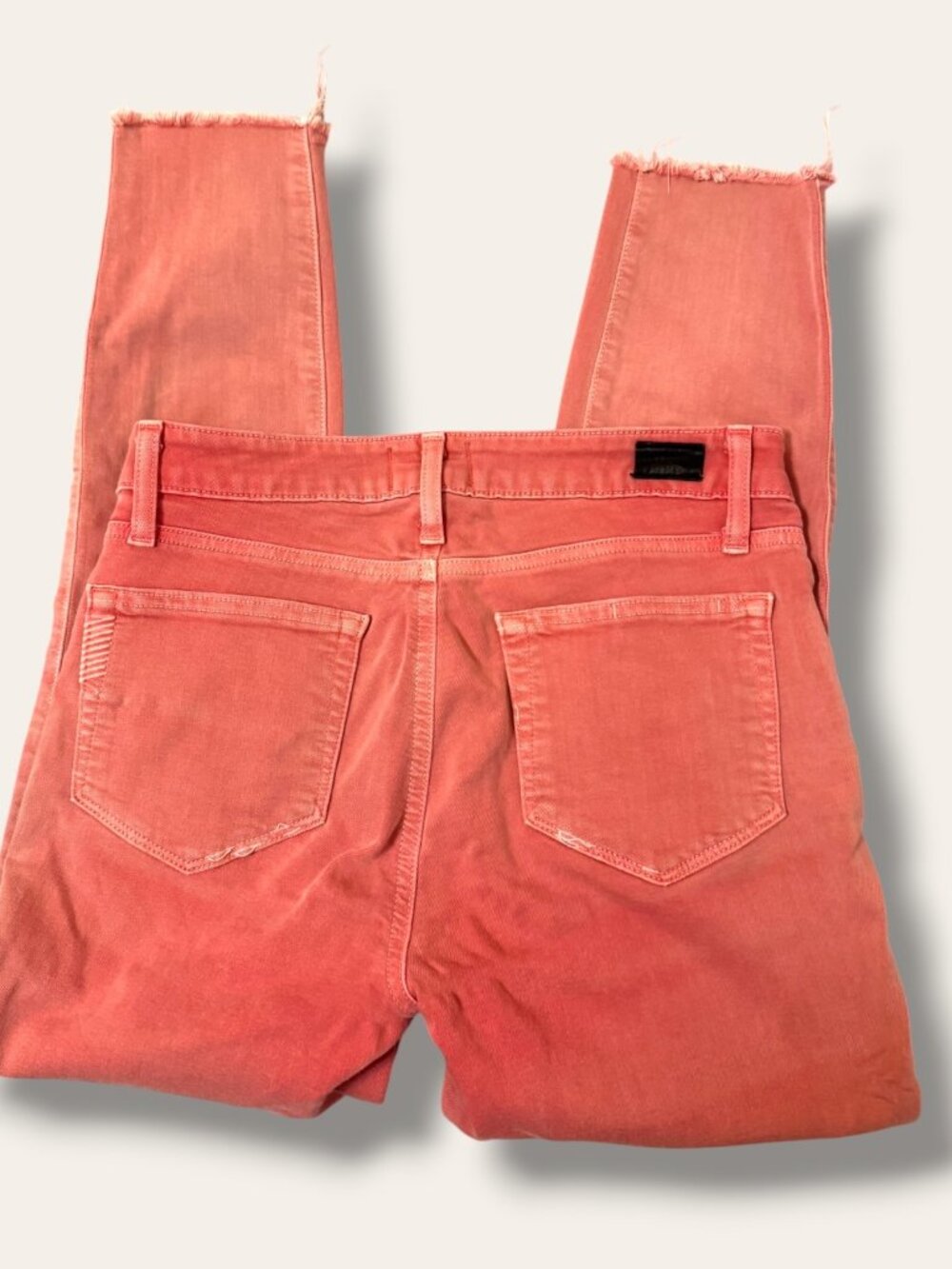 PAIGE Jeans Womens 27 Verdugo Crop Frayed Hem Coral Pink Ankle Split Raw Denim